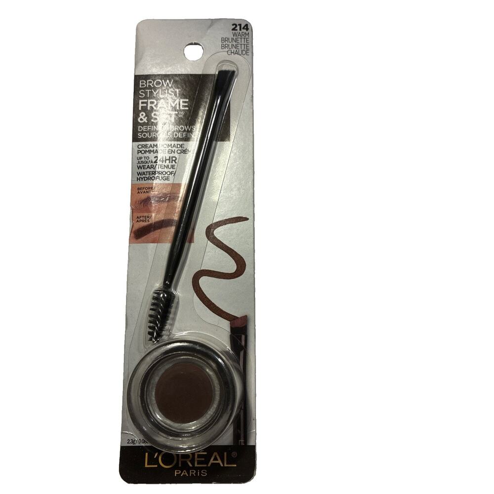 L'Oreal Brow Stylist Frame & Set Cream Pomade 214 Warm Brunette Eyebrow New